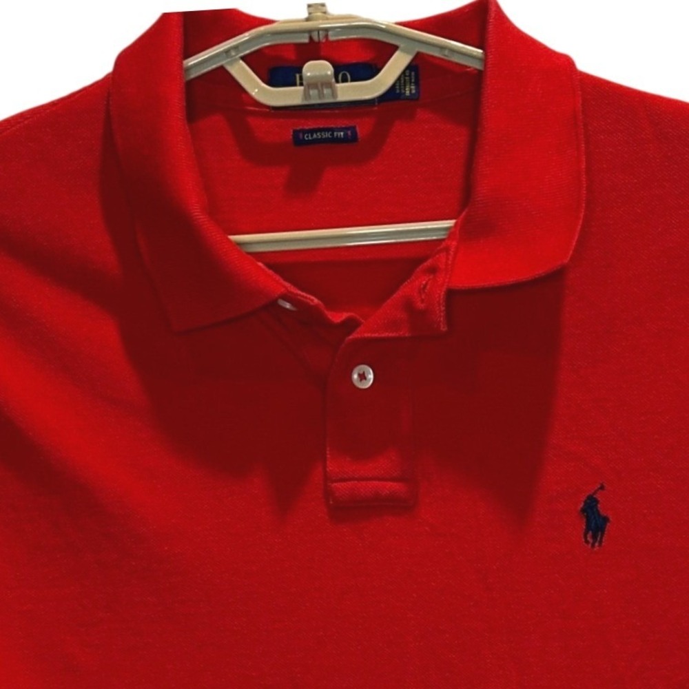 Polo Ralph Lauren Polo Shirt Large Mens Red Classic Fit Short Sleeve Cotton